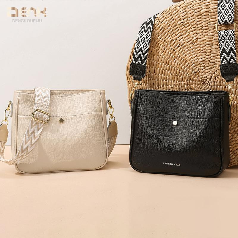 Dámska taška z pravej kože Módna ležérna jednoramenná crossbody taška Hnedá kožená vrecovitá taška