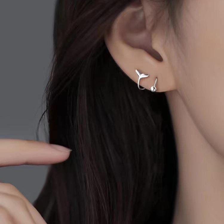 925 Sterling Silver Fishtail Earrings for Women - New 2024 High-End Light Luxury Design