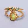 Natural Ethiopian Opal Gold Plated Wife Gift Eternity Electroformed Ring Jewelry V-60