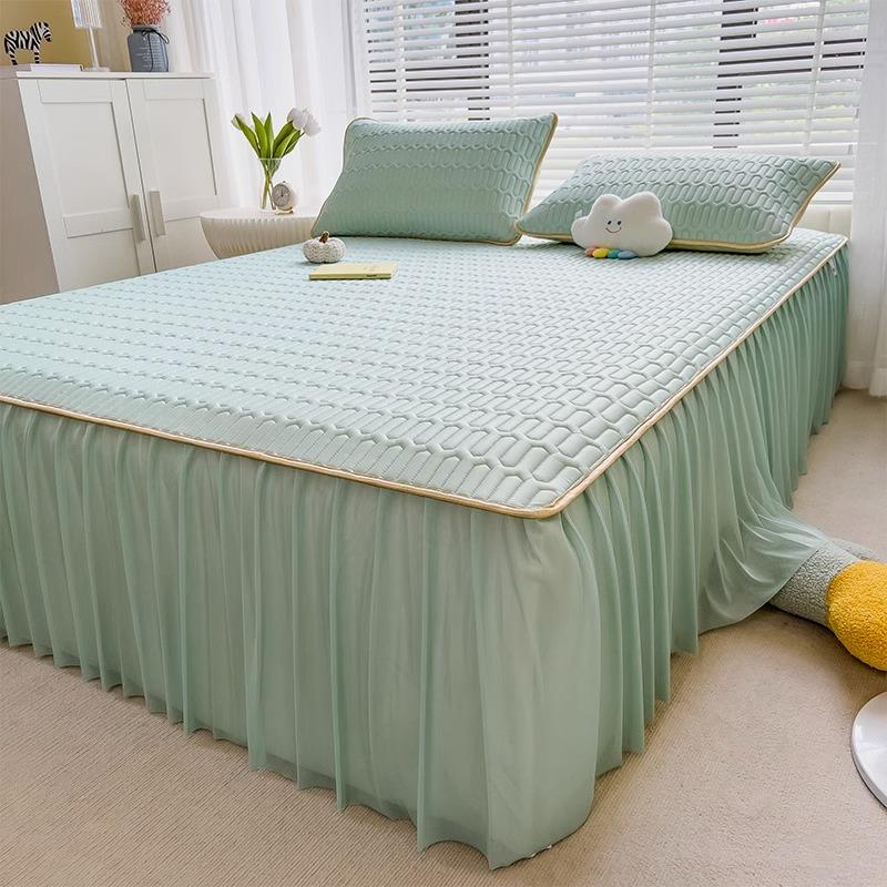New Latex Bed Skirt Summer Three-Piece Summer Three-Piece Set Mattress Cover Ice Silk Soft Mat