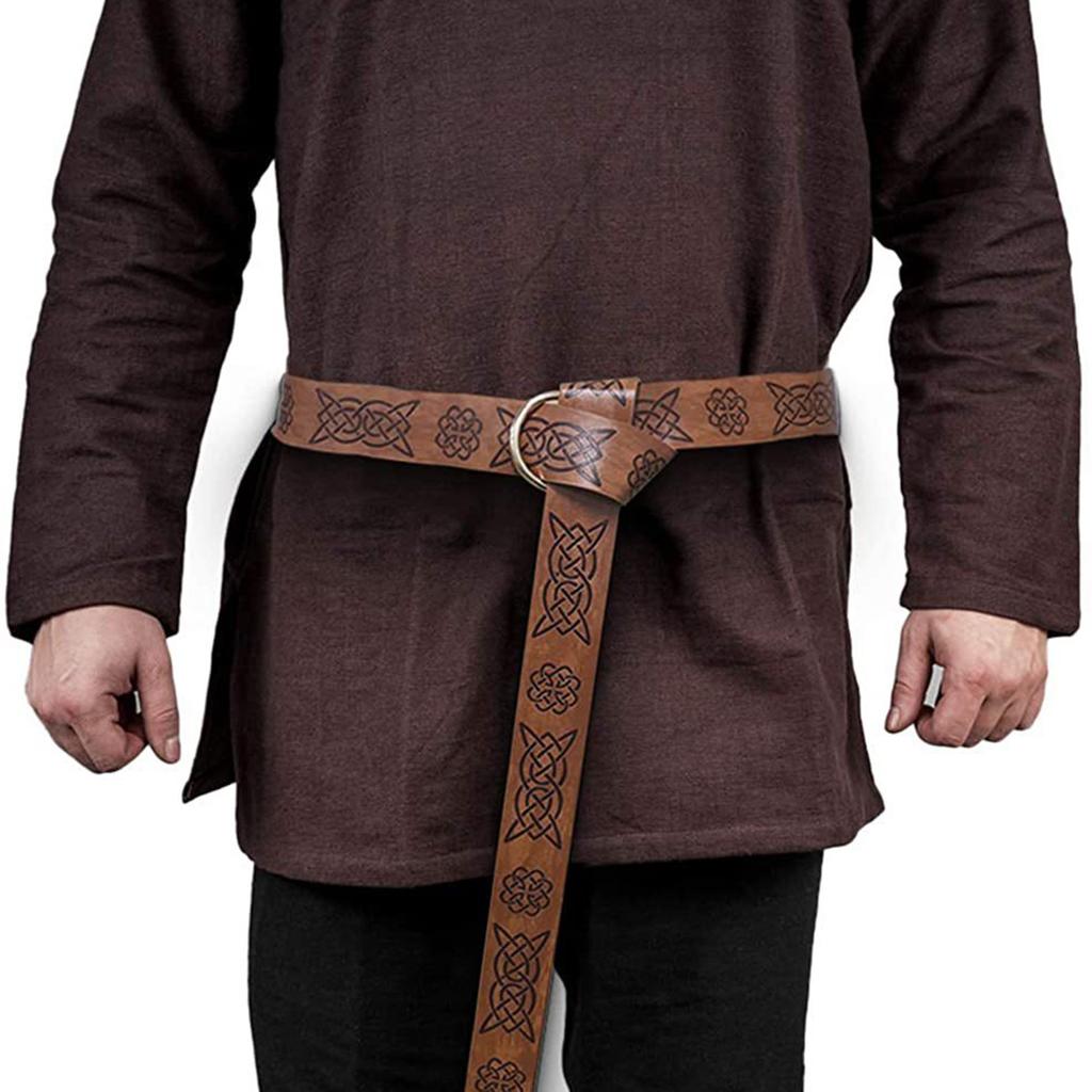 Medieval Embossed Waist Belt Bag Set for Men Women Vintage Knights Costume Circular Waistband Coin Purse Cosplay Decors