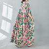 New Vintage Floral Plus Size Cotton Dress Casual Loose Long Summer Short Sleeve for Women