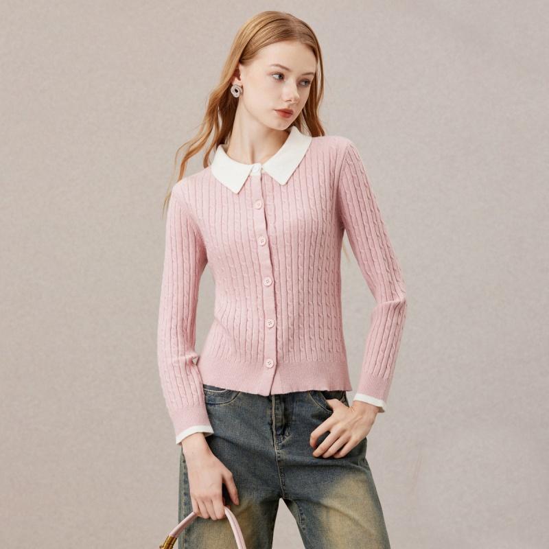 [French Lady Style Color Contrasting Sweater] Women's 25 Year Winter Edition Reduced Age Commuting Wear with Twisted Flower and Wool Cardigan