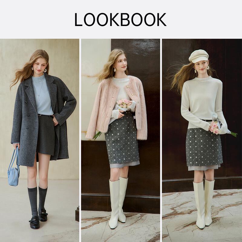 Xiangying Cloud Bobo Half-Mock Neck Long Sleeve Sweater