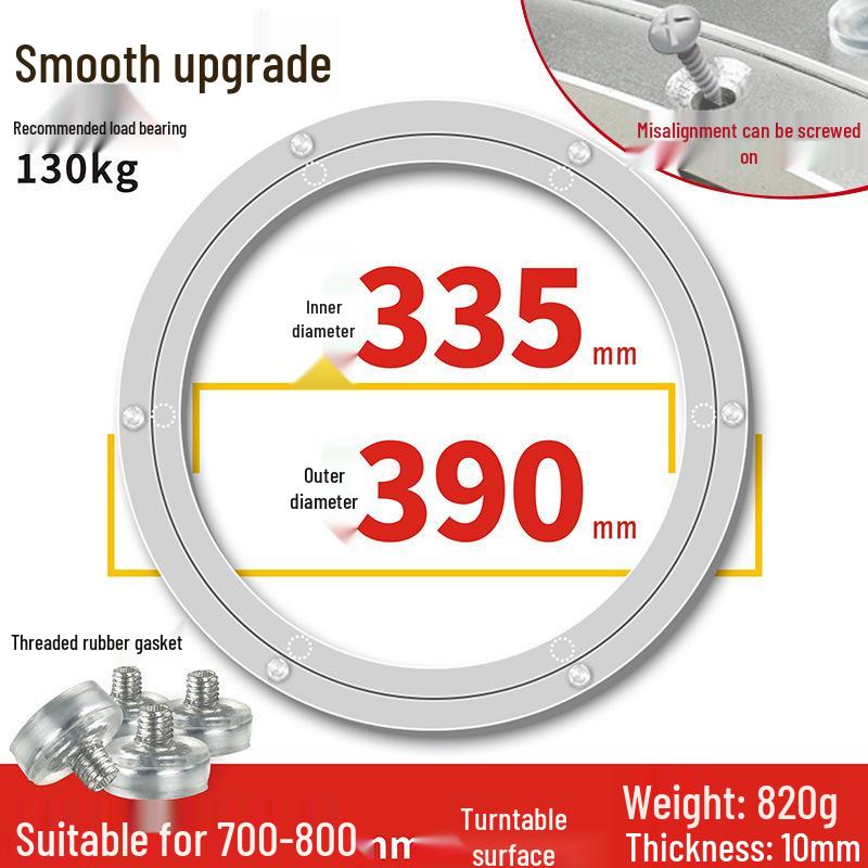 Round Marble Wooden Dining Table with Silent Aluminum Lazy Susan and Rotating Base