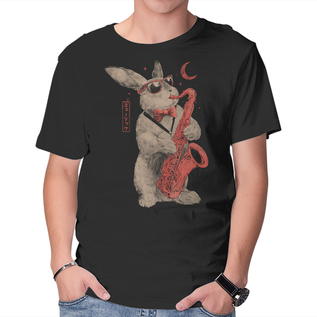Unisex Crew Neck T-Shirt Jazz Bunny Graphic Short Sleeve Casual Tee XL