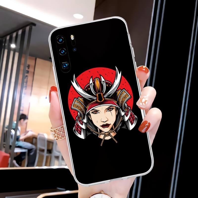 

Чехол для телефона Samurai Gril Women для Huawei P50 P40 P30 Pro Mate 40 30 Pro Nova 8 8i Y7P Honor Прозрачный чехол для телефона Honor 9C