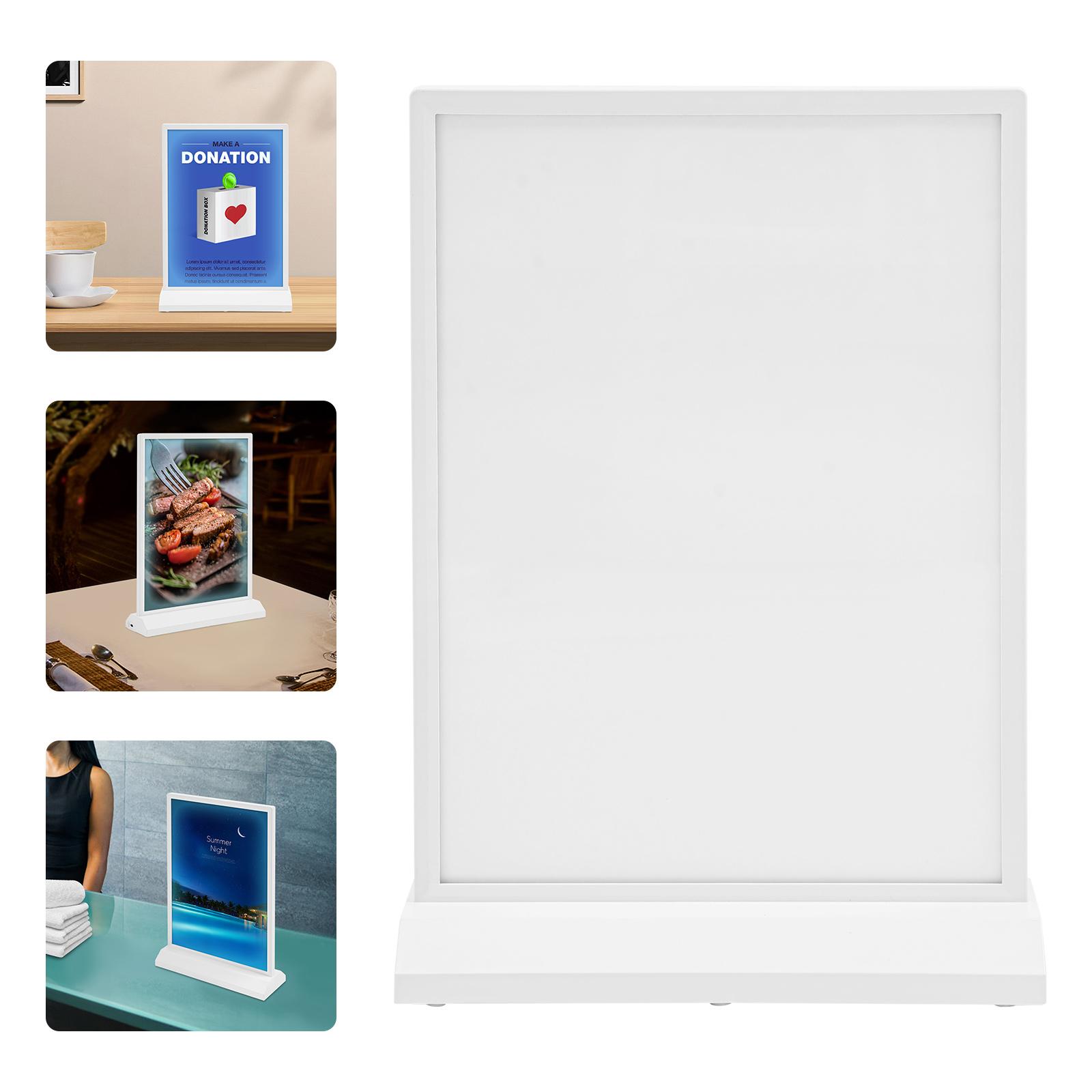 

A4 Tabletop LED ABS Sign Holder,White Rectangular Light Up Menu Holder Battery Powered for Restaurants,Bars белый