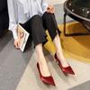 Fashion High Heels Pointed Toe Pumps Wedding Bride Shoe on Heeled Ladies Stilito Women's Shoes Korean Style Wholesale Genuine Mark Y2k