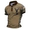 European and American New Casual Fashion Short Sleeved Button Polo Shirt Slim Fit Printed Top
