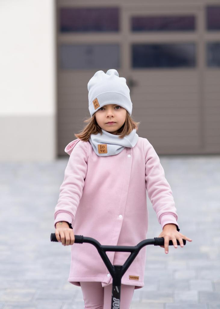 Czapka Wiosenna z kominem | BAWEŁNA | PRĄŻEK | Jasnoszary 46-50 cm