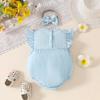 0-18M Neugeborenes Baby Mädchen Outfits Niedliche 3D Strick Blumen Sommerkleidung Säugling Fliegenärmel Bubble Strampler Stirnband Kleidung