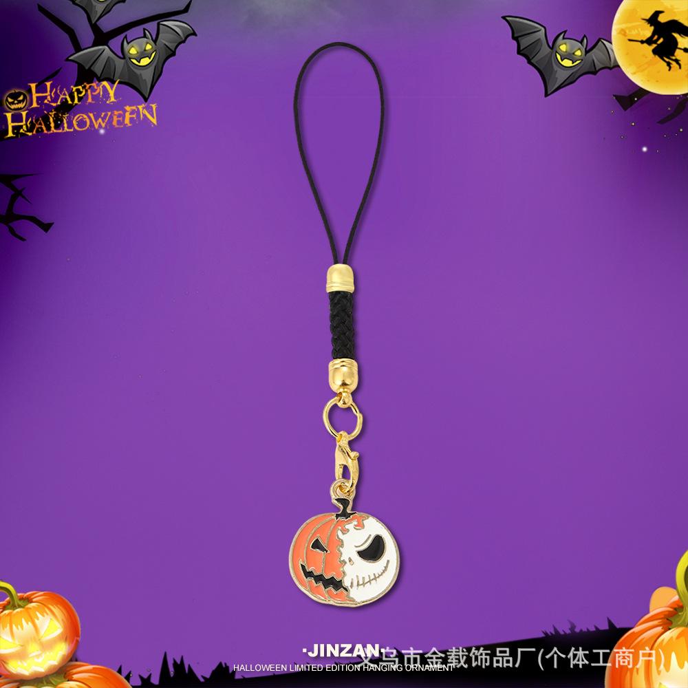 Halloween Skull & Ghost Pumpkin Keychain Ornament