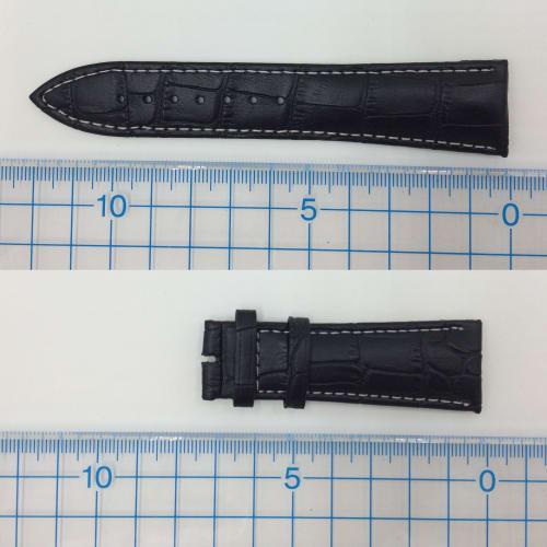 DauStage Genuine Leather Watch Band with D-Buckle, White Stitching, Crocodile Embossed, 5 Colors, 4 Sizes, Includes Spring Bars & Spring Bar Remover (