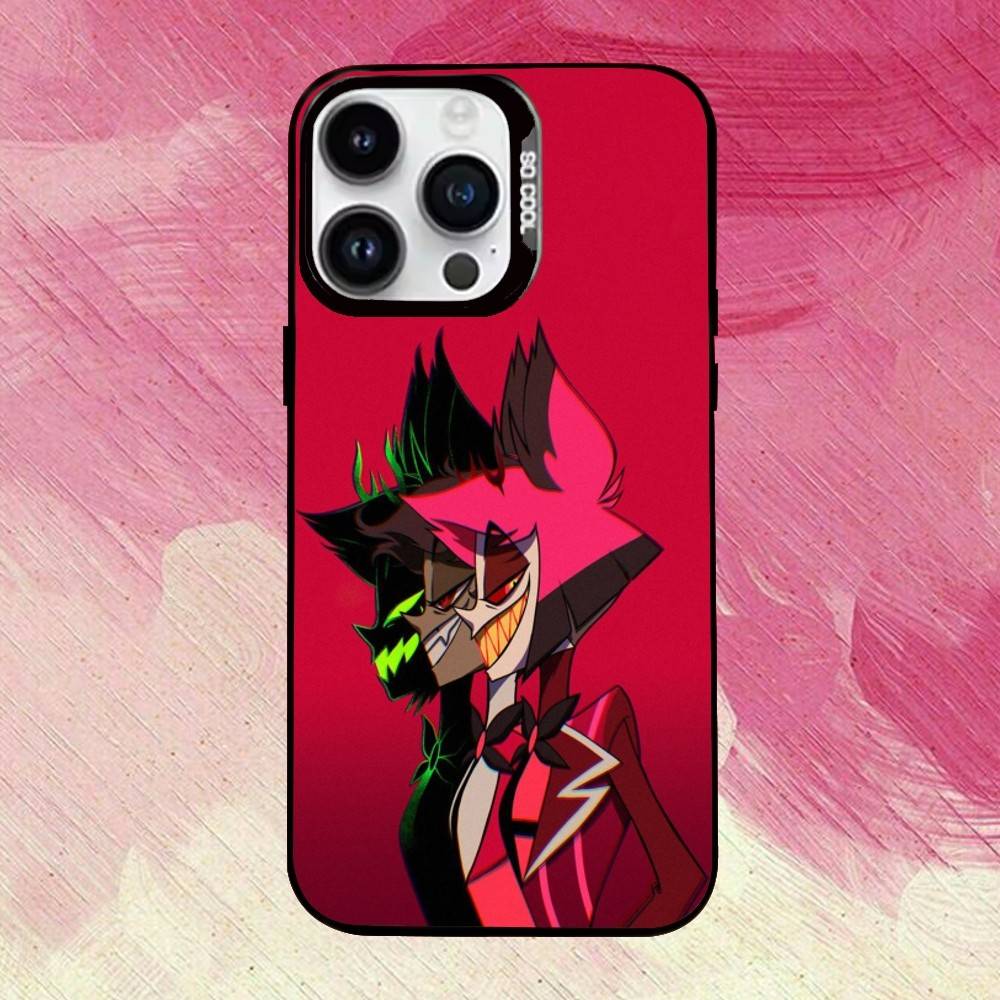 H-Hazbin H-Hotel A-Alastor Phone Case For iPhone 17,16,15,14,13,12,11 Plus,Pro Max,XS,Colored Silver Plated Inside Cover