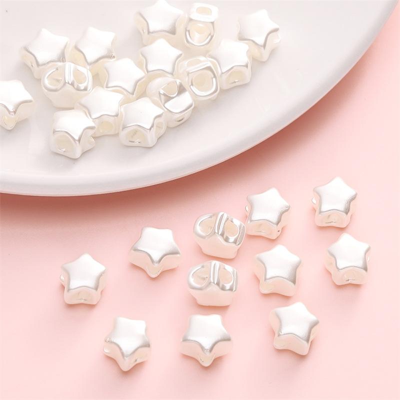 Handmade Beads Acrylic Color Plated Bead Light Pentagram Four-way Beads Loose Beads Handmade Diy Hand String Beads Accessories Materials Accessories