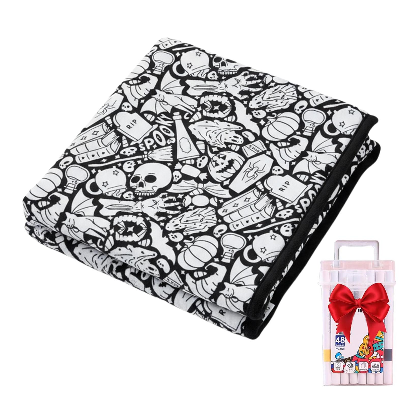 

DIY Coloring Blanket Washable Fuzzy Velvet Creative Art Project DIY Drawing Blanket for Holiday Arts Crafts Activity Party