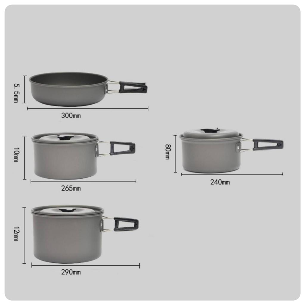 Anodized Aluminum Cookware Set Non Nonstick Camp Pot Easy To Clean Portable Camping Kit for