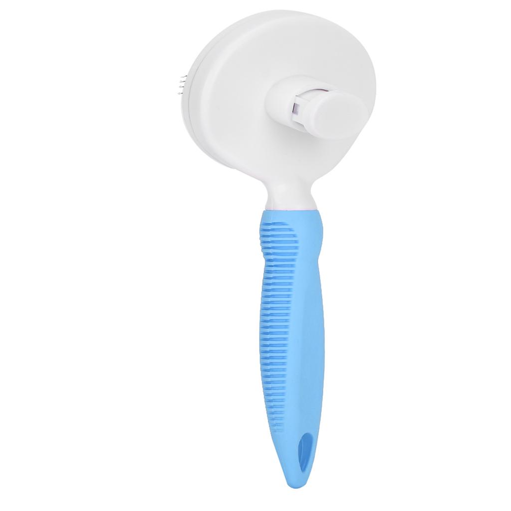 Rubber Non Slip Handle Pet Hair Removal Brush Stainless Steel Needle Comb Cleaning Supplies for Cats Dogs General(Blue )