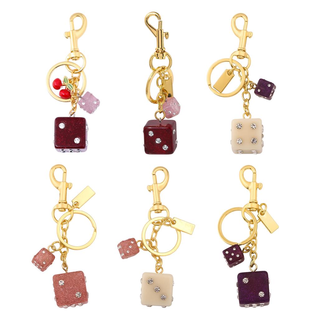 Dice Crystal Drip Alphabet Keychain Student Ladies Bag Pendant Jewelry Gift Pendant Keyring Accessories