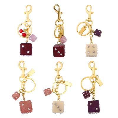 Dice Crystal Drip Alphabet Keychain Student Ladies Bag Pendant Jewelry Gift Pendant Keyring Accessories