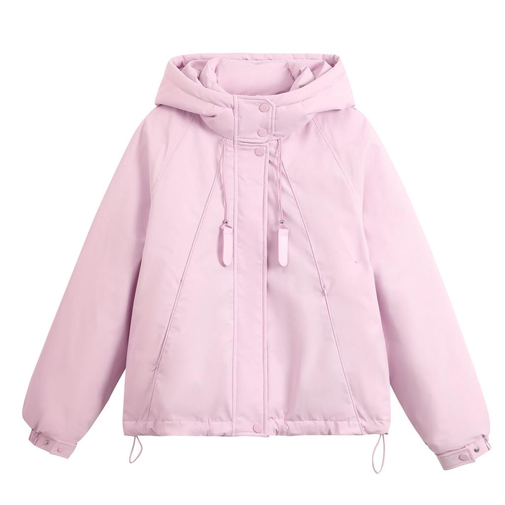 Han Fan Color Casual Two-Cotton Jacket Women's European Products Spring New Hooded Long Sleeve Padded Cotton Age-Reducing Outerwear Tide