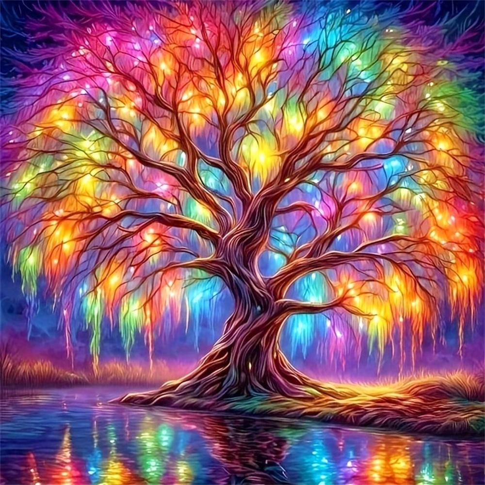 DIY Diamond Painting Colorful Tree Cross Stitch Kit Mosaic Art Diamond Painting Full Circle Diamond Home Decoration