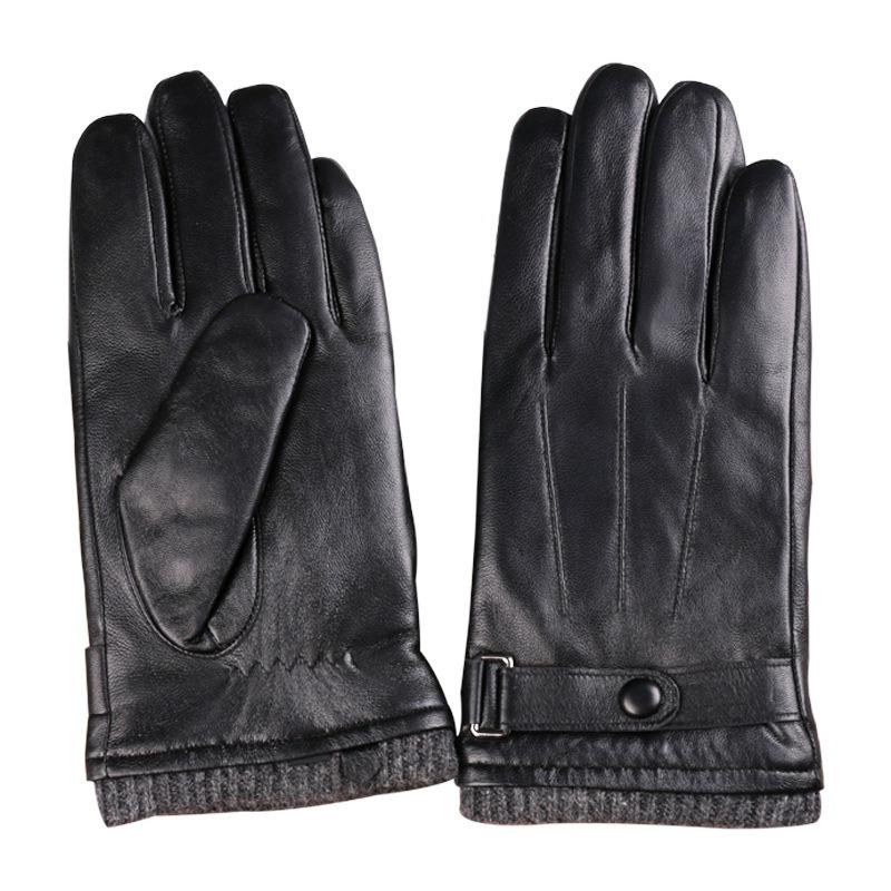 Autumn and winter sheepskin gloves men's velvet thickened warm cold driving outdoor riding three tendons touch screen gloves
