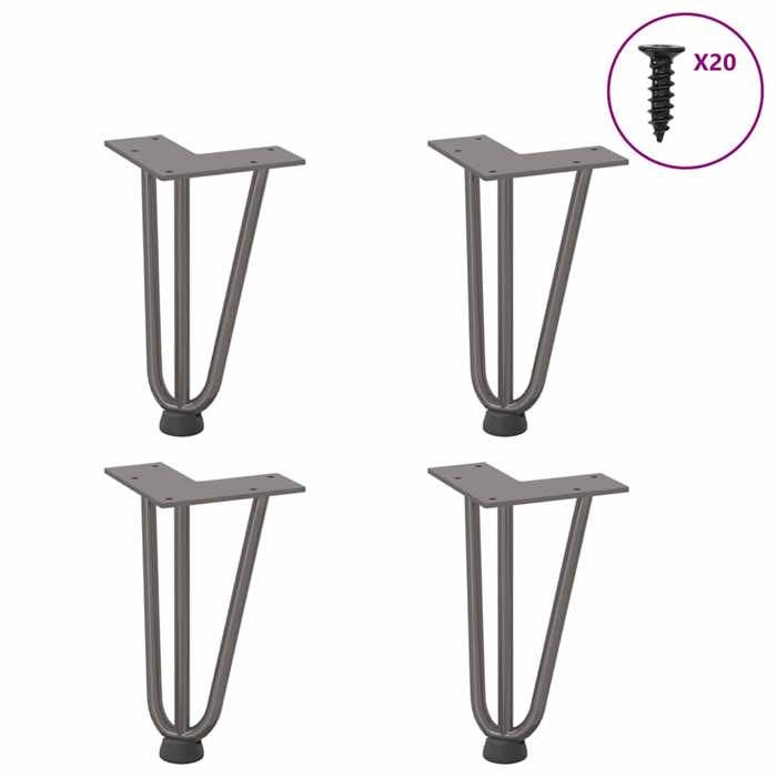 VidaXL Hairpin Legs for Coffee Table 4 Pieces Natural Steel 20 Cm Solid Steel 4012435