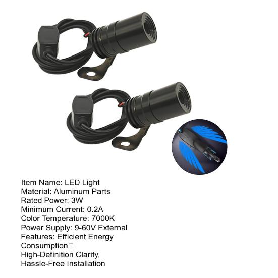 1 Pair LED Motorcycle Projector Lights Universal Angel Wing Logo Shadow Light Waterproof Motorbike Floodlight for Moto Lovers Gift