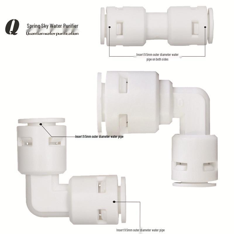 Water Purifier Quick Connect Elbow & Tee 3-to-2 Adapter, Card-Free Connector