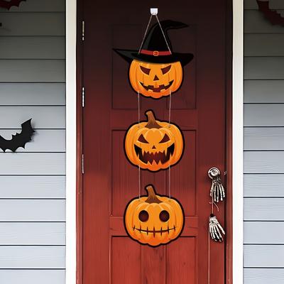2Pcs Halloween Door Decorations Pumpkin Hanging Ornaments, 1Pcs Festive Halloween Cute Pumpkin Paper Wall Hanging, Halloween Home Decoration, Pumpkin 
