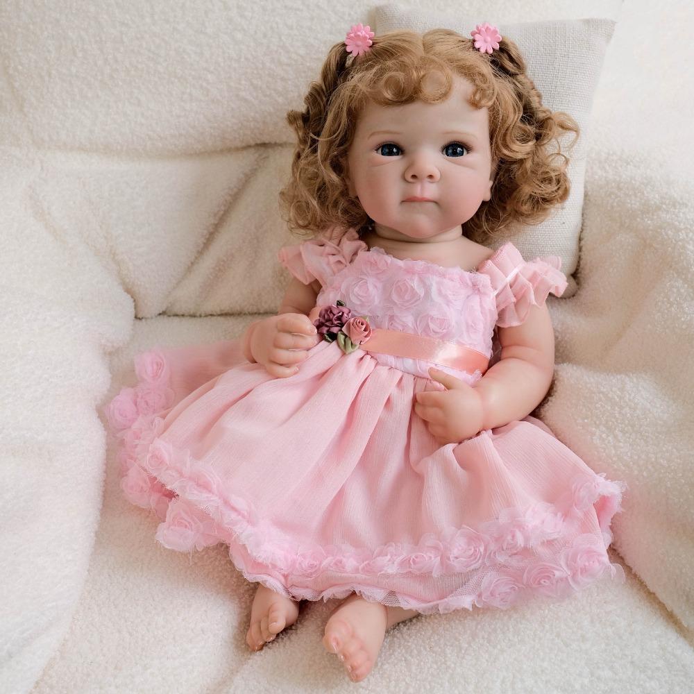 Lively 18 Inch Reborn Baby Girl Dolls Bettie Full Vinyl Body Newborn Babies Doll Realistic Implanted Curly Hair Baby Doll Toys for Kids Birthday Gifts