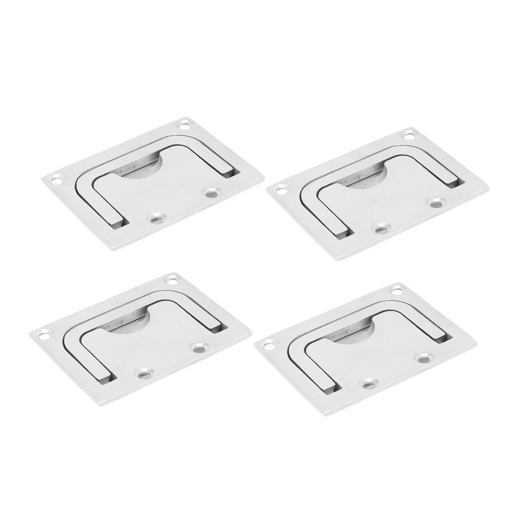 4PCS Boat Cabinet Flush Mount 316 Stainless Steel Square Flush Pull Ring Handles for Furniture