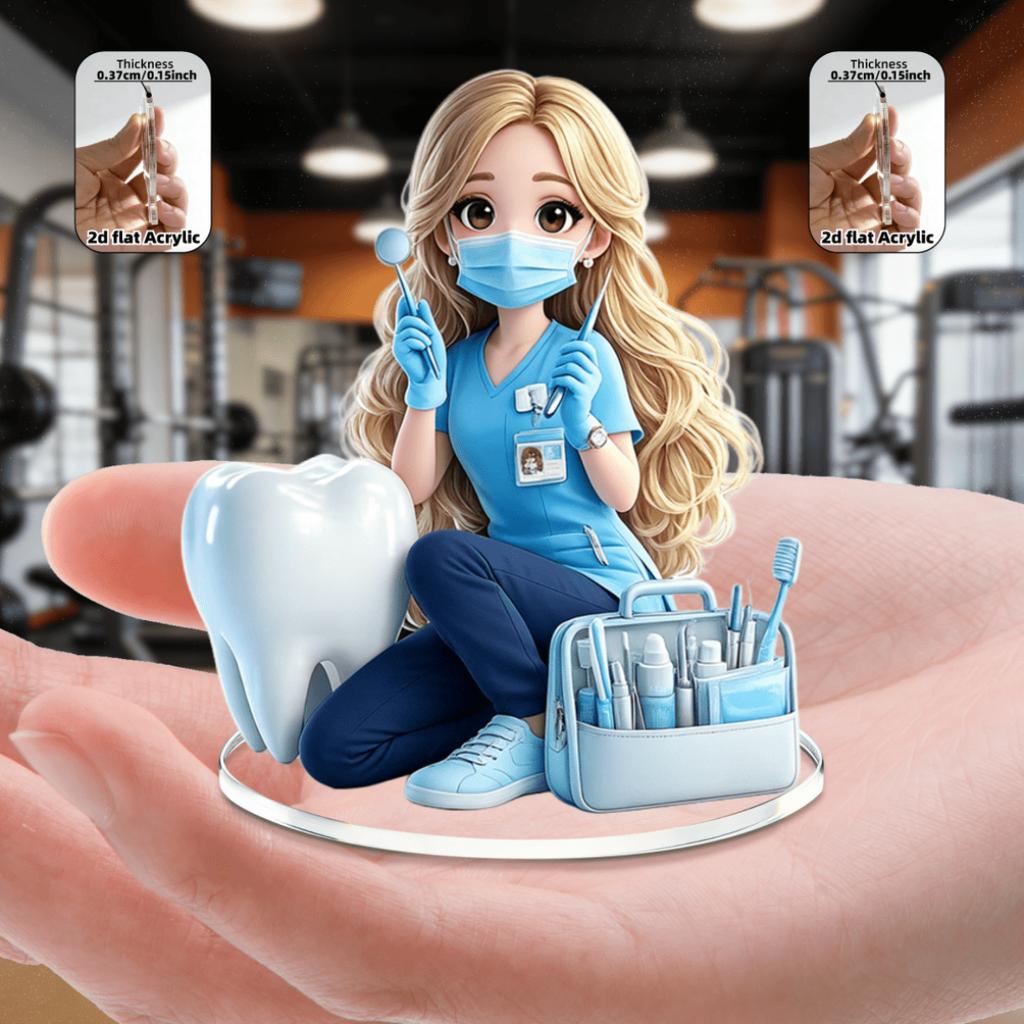 2D Flat Anime Dentist Acrylic Standee 9 Colors Available, Home Dental Clinic Decor Gift For Dentist Dental Hygienist Anime Fans