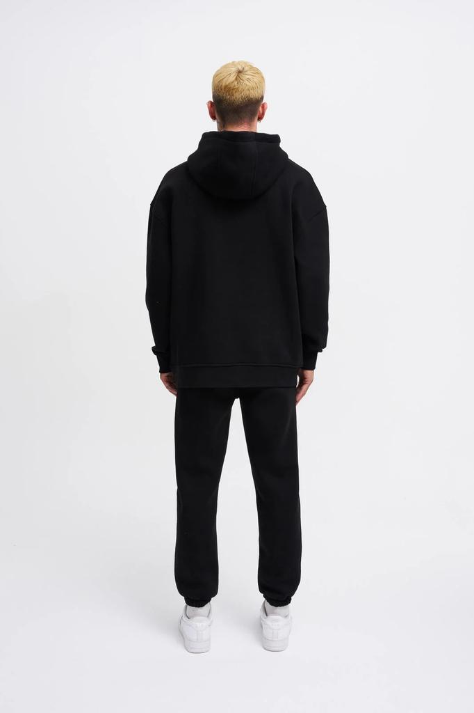 Męska Bluza Oversize Basic z Kapturem - Czarny