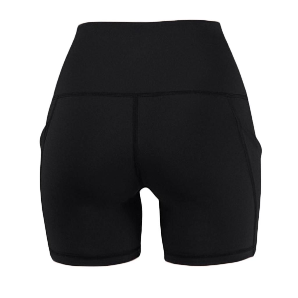 Lady Pocket High-waist Hip Stretch Underpants Running Fitness Yoga Shorts