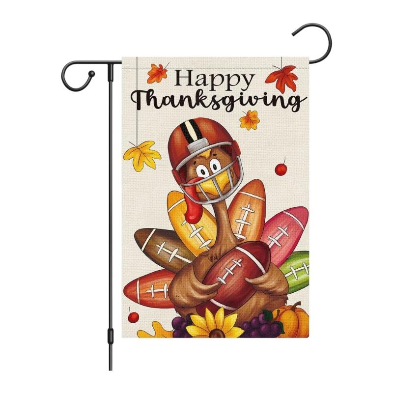 Thanksgiving Sports Turkey Double-Sided Garden Flag 45x30cm/18x12in Fall Outdoor Yard Display