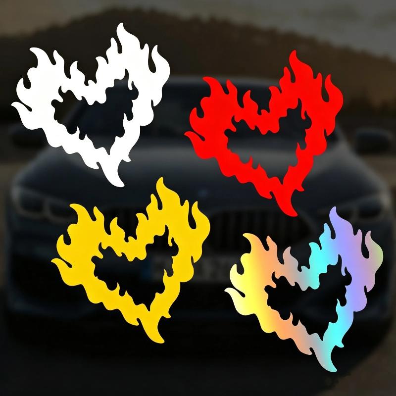 Flame Heart Car Stickers With Waterproof Sun Resistant Perfect For Car Window Laptop Wall Decoration
