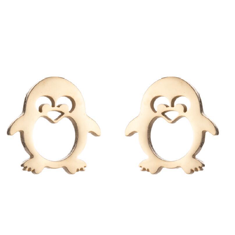 Winter Christmas Penguin Earrings - Stainless Steel Cute Animal Studs