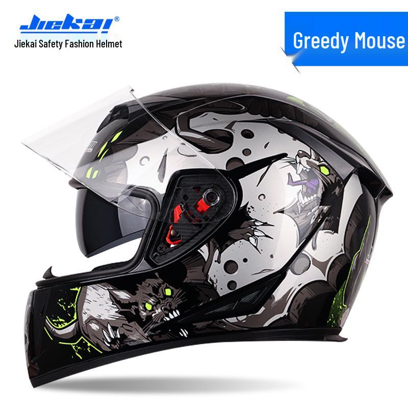 Jiekai Full Face Electric Motorcycle Helmet - Unisex, All-Season Racing Safety