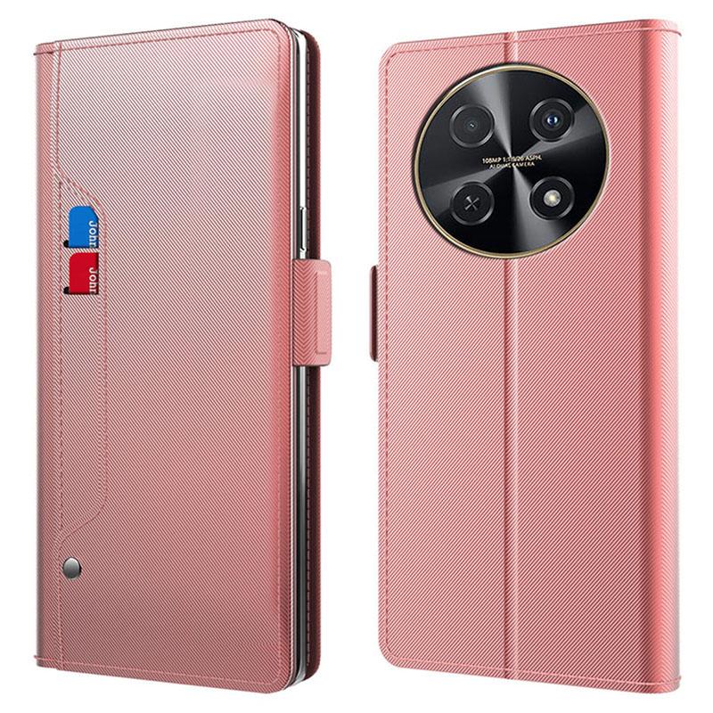 For Huawei Nova 12i 4G/Enjoy 70 Pro Case Leather Drop-proof Phone Cover with Mirror and Card Slot