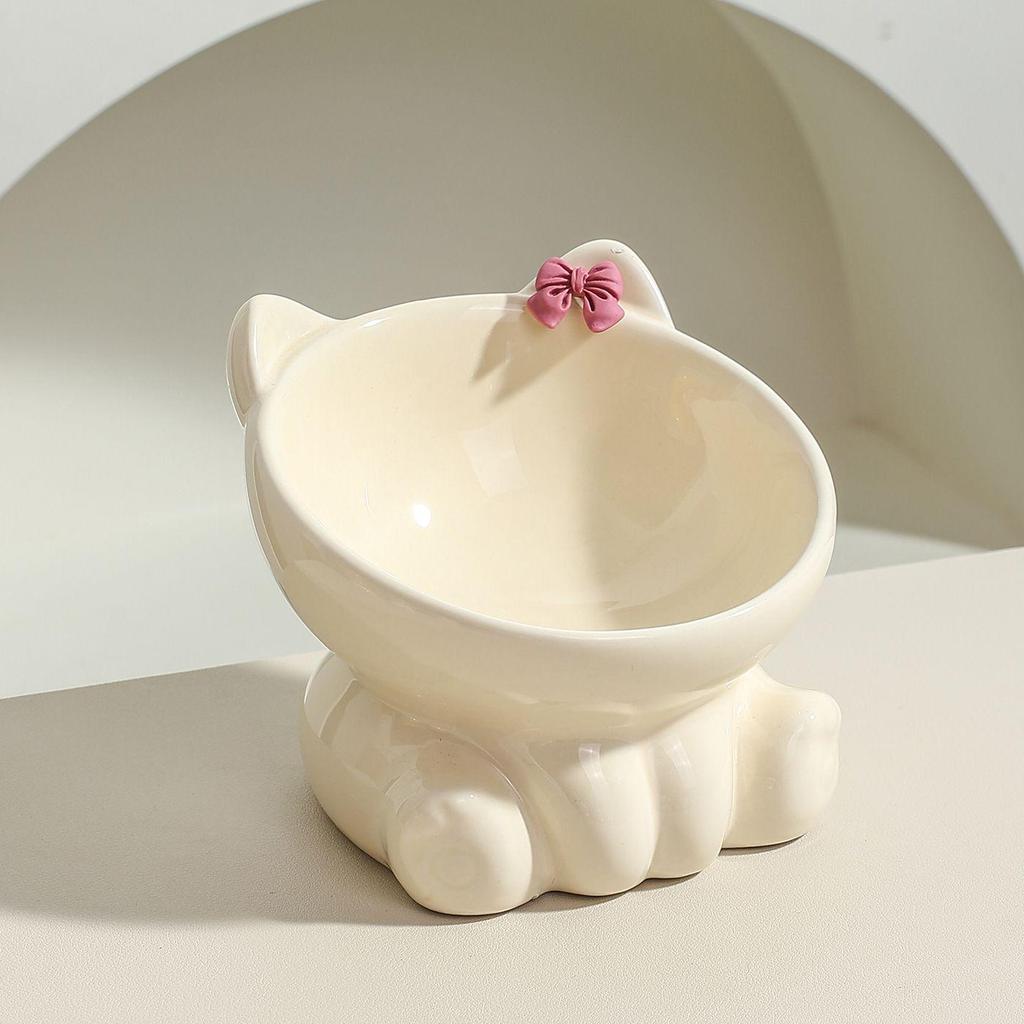 Ceramic Cat Food Bowl - Cute Pet Feeding Dish