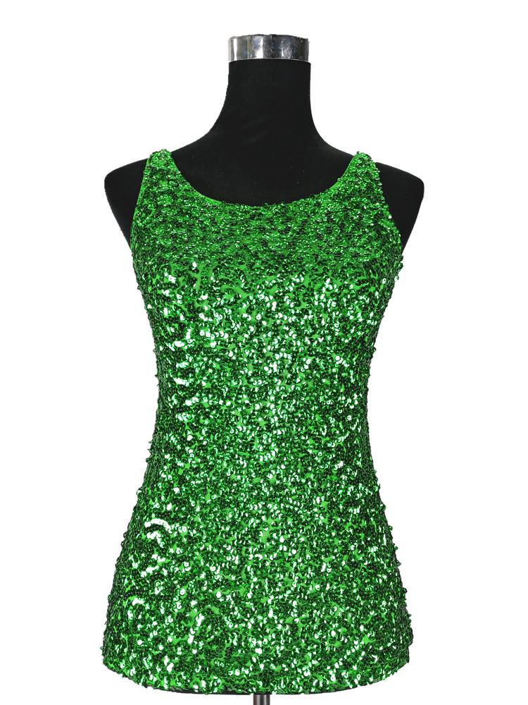 Camiseta sin mangas adelgazante de lentejuelas estilo coreano - Moda para mujer