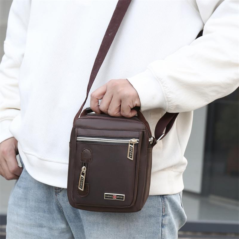 Messenger Sling Bags for Men Casual Oxford Small Zipper Crossbody Pouch Simple Mini Crossbody Phone Bag Male Side Shoulder Bag