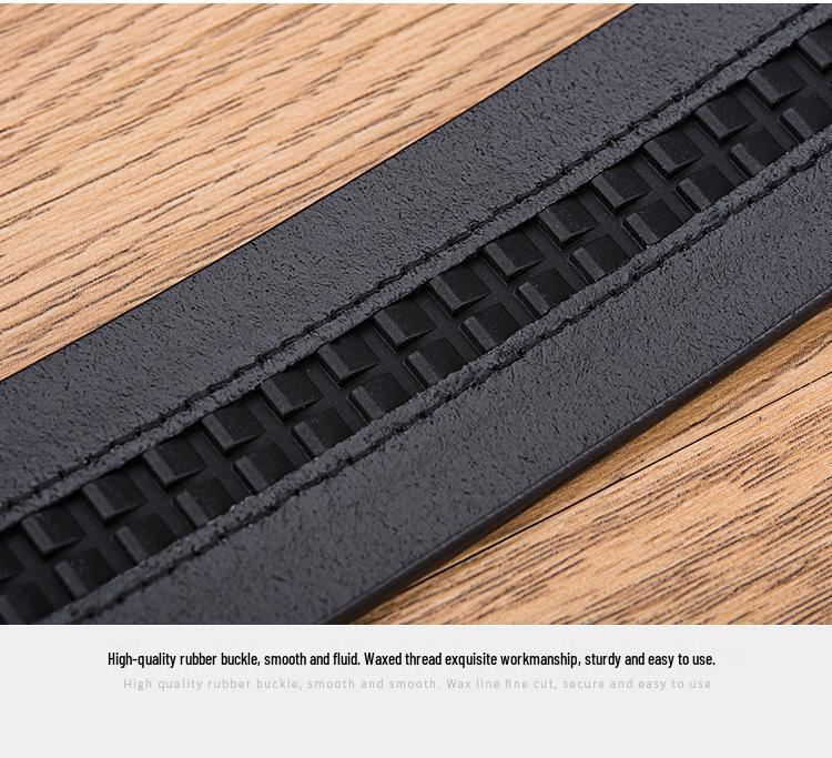 Men's Extra Large Genuine Leather Belt with Black Automatic Buckle - Simple Business Style