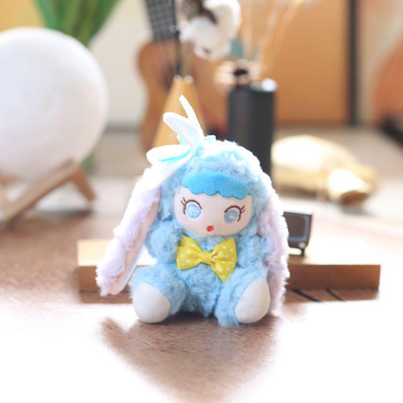 

Кулон в виде кролика для трехлетнего ребенка, плюшевая игрушка, мультяшный брелок, маленькая плюшевая кукла, подвеска для школьного ранца, украшение для сумки, подарок для девочки синий