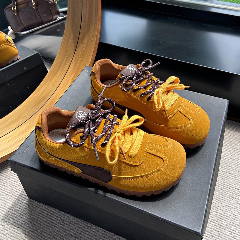 Thick-soled Red Women's Spring New Racing Shoes Lace-up Color Matching Casual Shoes Mango Head Clown Shoes