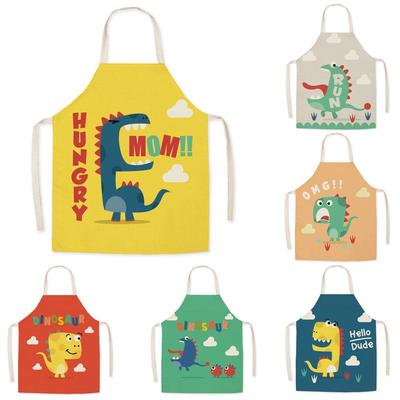Cartoon Dinosaur Oil-Proof Apron for Adults & Kids - Sleeveless Halter Design