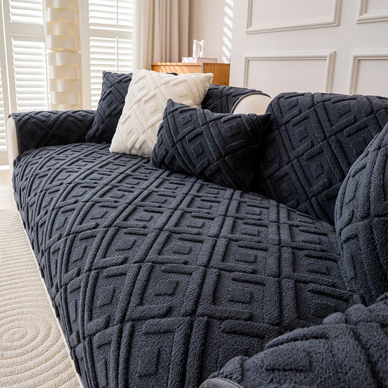 1pc Short Plush Sofa Slipcover, Warm And Thick Sofa Cover Four Seasons General Furniture Protector, Bedroom, Office, Living Room Home Decoration